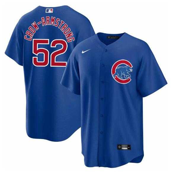 Men%27s Chicago Cubs #52 Pete Crow-Armstrong Blue 2024 Cool Base Stitched Jersey Dzhi->chicago cubs->MLB Jersey
